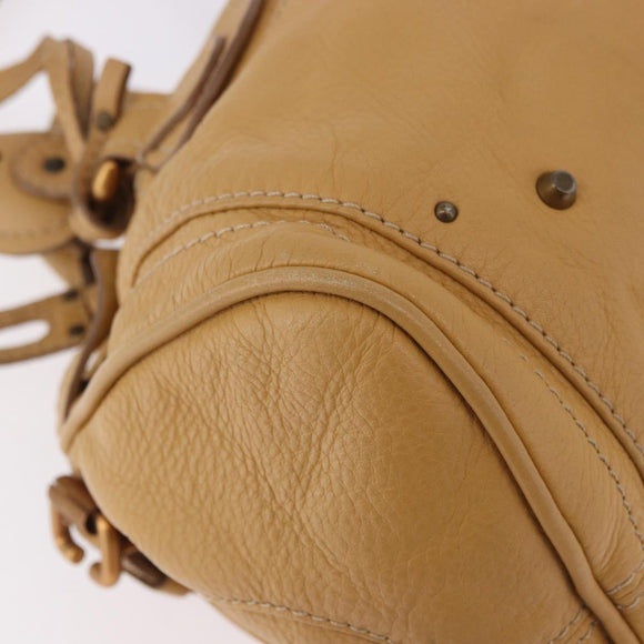 Chloe Paddington Hand Bag Leather Beige Gold Silver Auth am11792V