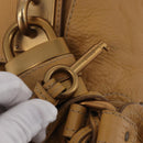 Chloe Paddington Hand Bag Leather Beige Gold Silver Auth am11792V-9