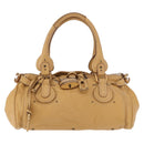 Chloe Paddington Hand Bag Leather Beige Gold Silver Auth am11792V-13