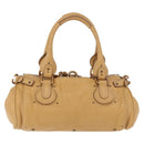 Chloe Paddington Hand Bag Leather Beige Gold Silver Auth am11792V-2