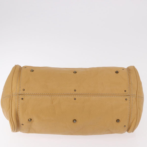 Chloe Paddington Hand Bag Leather Beige Gold Silver Auth am11792V