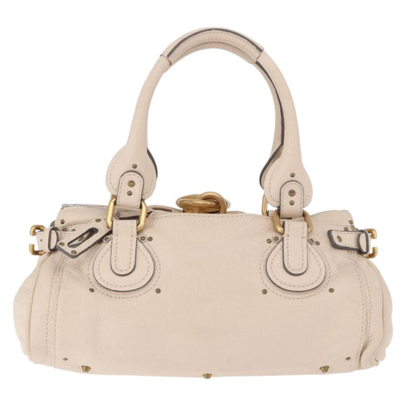 Chloe Paddington Hand Bag Leather Ivory Silver Gold Auth am11793V