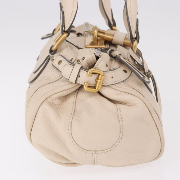 Chloe Paddington Hand Bag Leather Ivory Silver Gold Auth am11793V