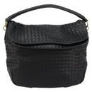 BOTTEGAVENETA INTRECCIATO Shoulder Bag Leather Black 174741 Auth am11794SM-2