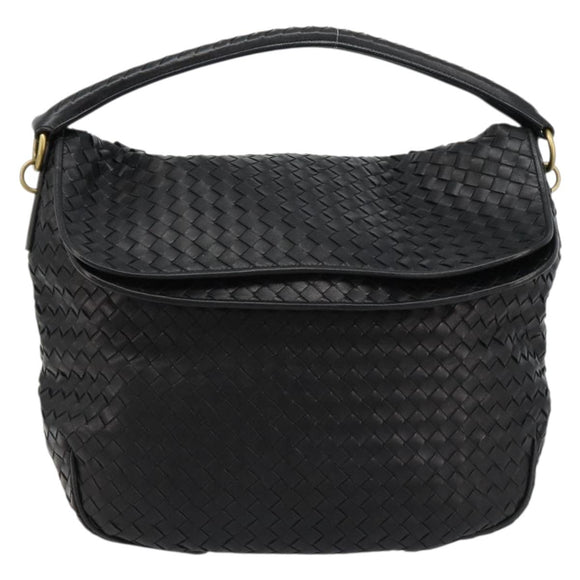 BOTTEGAVENETA INTRECCIATO Shoulder Bag Leather Black 174741 Auth am11794SM
