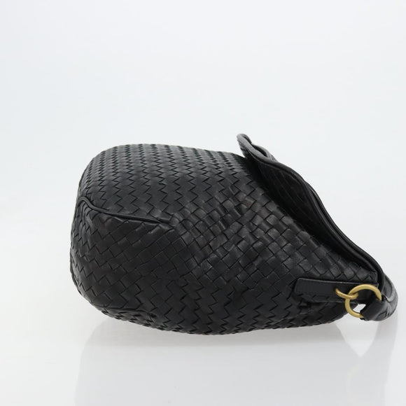 BOTTEGAVENETA INTRECCIATO Shoulder Bag Leather Black 174741 Auth am11794SM