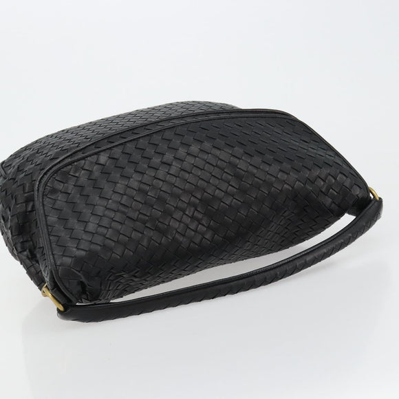 BOTTEGAVENETA INTRECCIATO Shoulder Bag Leather Black 174741 Auth am11794SM