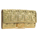 FENDI Zucca Canvas Long Wallet Gold Auth am11795V-1