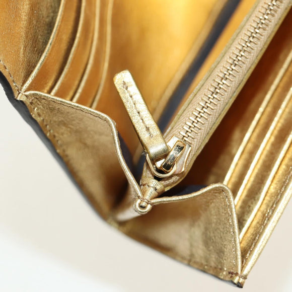 FENDI Zucca Canvas Long Wallet Gold Auth am11795V