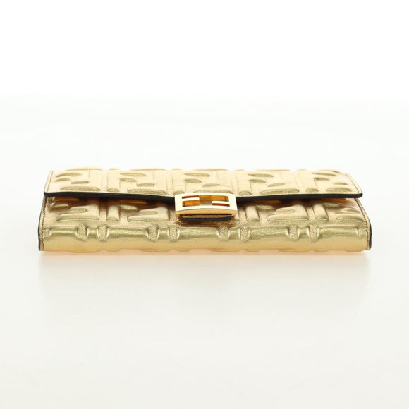 FENDI Zucca Canvas Long Wallet Gold Auth am11795V
