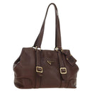 PRADA Shoulder Bag Leather Brown Gold BR3050 Auth am11796V-1