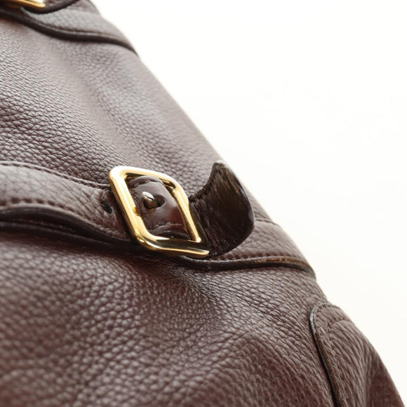 PRADA Shoulder Bag Leather Brown Gold BR3050 Auth am11796V