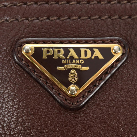 PRADA Shoulder Bag Leather Brown Gold BR3050 Auth am11796V