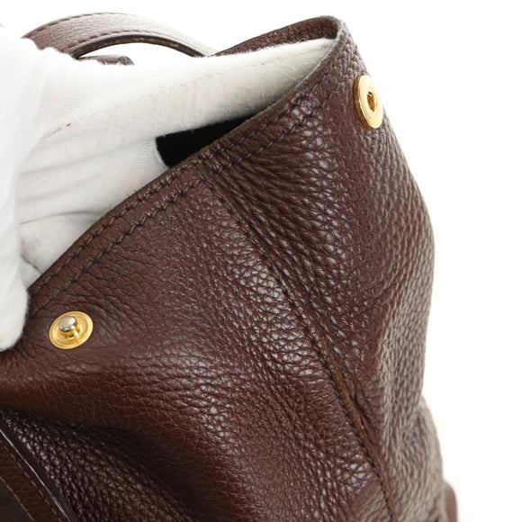 PRADA Shoulder Bag Leather Brown Gold BR3050 Auth am11796V