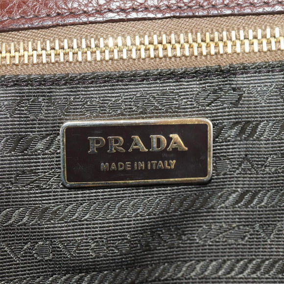 PRADA Shoulder Bag Leather Brown Gold BR3050 Auth am11796V