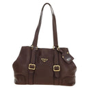 PRADA Shoulder Bag Leather Brown Gold BR3050 Auth am11796V-13