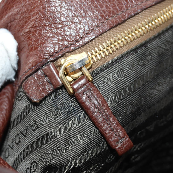 PRADA Shoulder Bag Leather Brown Gold BR3050 Auth am11796V