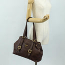PRADA Shoulder Bag Leather Brown Gold BR3050 Auth am11796V-27