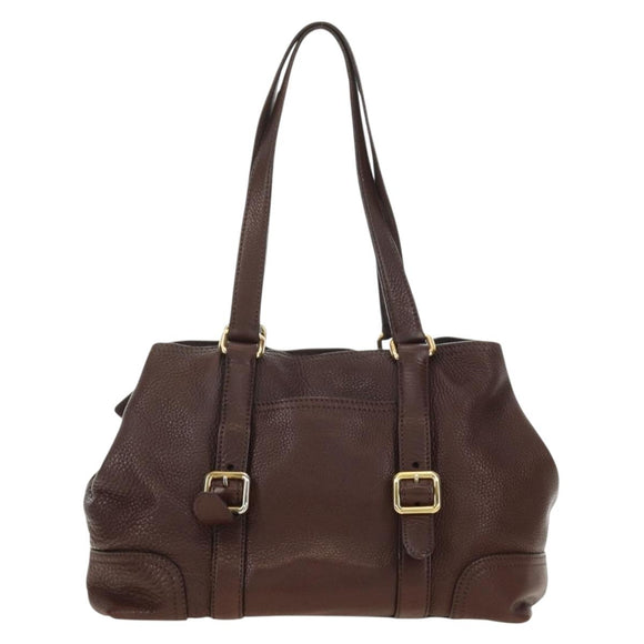 PRADA Shoulder Bag Leather Brown Gold BR3050 Auth am11796V