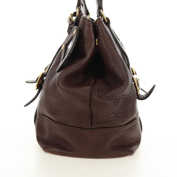 PRADA Shoulder Bag Leather Brown Gold BR3050 Auth am11796V