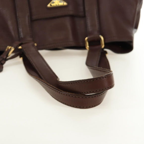 PRADA Shoulder Bag Leather Brown Gold BR3050 Auth am11796V