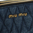 Miu Miu Hand Bag Denim 2way Navy Gold Auth am11797SAV-22