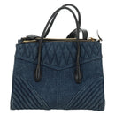 Miu Miu Hand Bag Denim 2way Navy Gold Auth am11797SAV-2