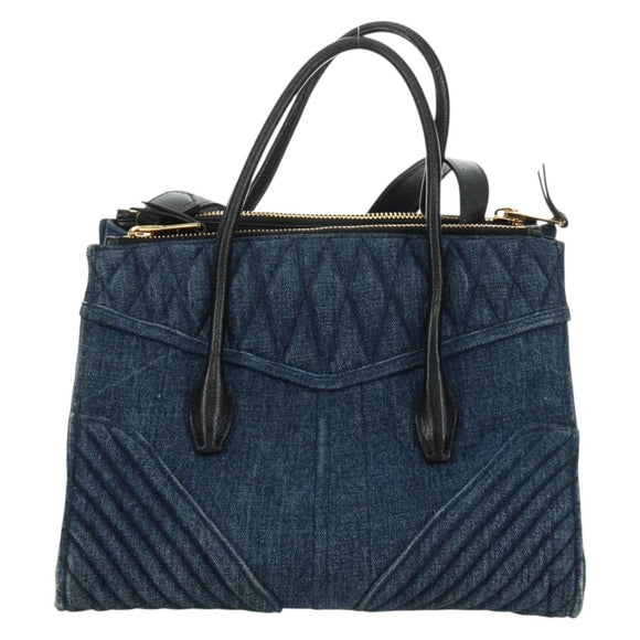 Miu Miu Hand Bag Denim 2way Navy Gold Auth am11797SAV