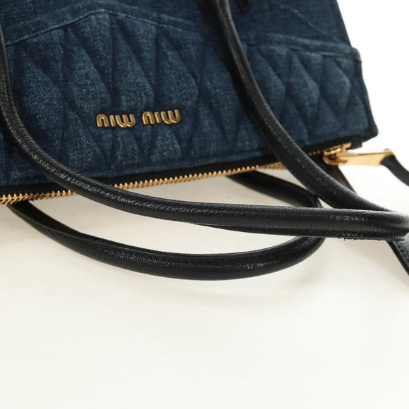 Miu Miu Hand Bag Denim 2way Navy Gold Auth am11797SAV