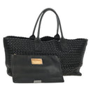 BOTTEGA VENETA INTRECCIATO Cabas MM Hand Bag Leather Black 115664 Auth am11798SM-1