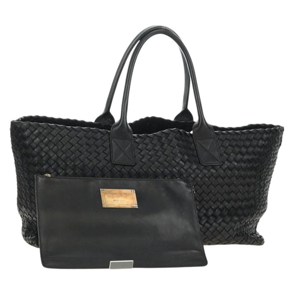 BOTTEGA VENETA INTRECCIATO Cabas MM Hand Bag Leather Black 115664 Auth am11798SM
