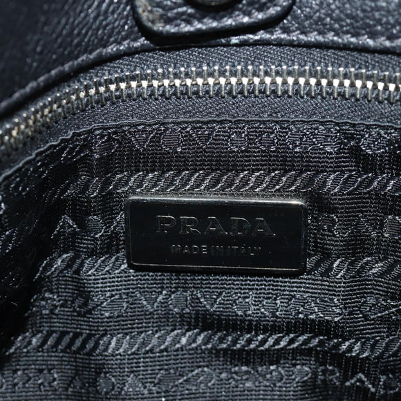 PRADA Shoulder Bag Leather Black Silver Auth am11799V