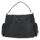 PRADA Shoulder Bag Leather Black Silver Auth am11799V-13