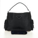 PRADA Shoulder Bag Leather Black Silver Auth am11799V-12