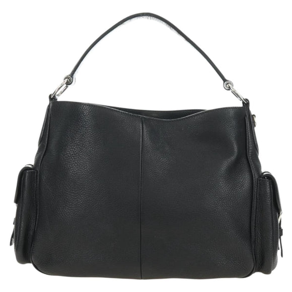 PRADA Shoulder Bag Leather Black Silver Auth am11799V