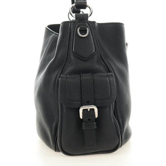 PRADA Shoulder Bag Leather Black Silver Auth am11799V