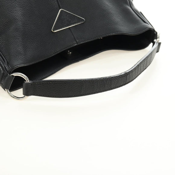 PRADA Shoulder Bag Leather Black Silver Auth am11799V