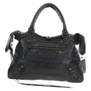 BALENCIAGA The Town Hand Bag Leather 2way Black 240579 Auth am11800SAM-13