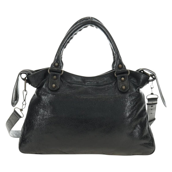 BALENCIAGA The Town Hand Bag Leather 2way Black 240579 Auth am11800SAM