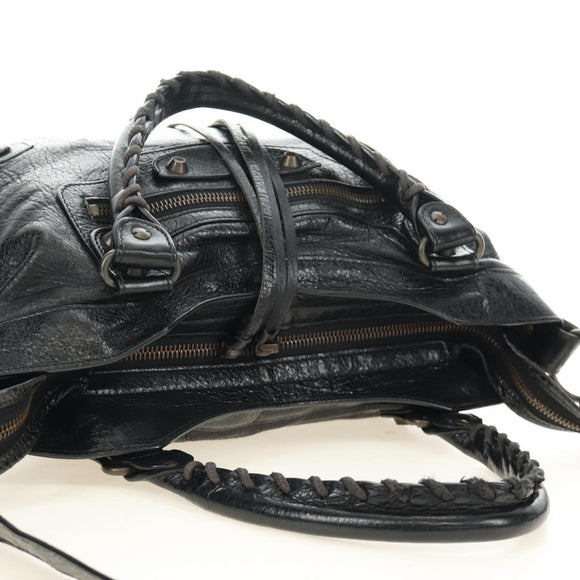 BALENCIAGA The Town Hand Bag Leather 2way Black 240579 Auth am11800SAM
