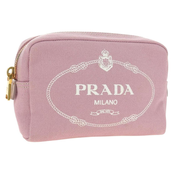 PRADA Canapa Pouch Canvas Pink Gold Auth am11802V