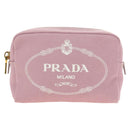 PRADA Canapa Pouch Canvas Pink Gold Auth am11802V-2