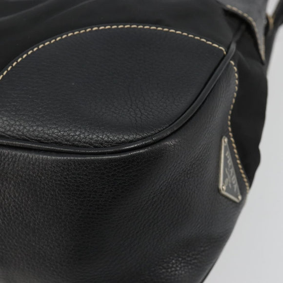 PRADA Shoulder Bag Nylon Leather Black Silver Auth am11803V