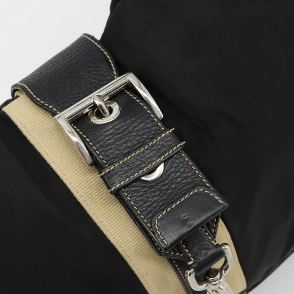PRADA Shoulder Bag Nylon Leather Black Silver Auth am11803V