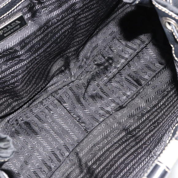 PRADA Shoulder Bag Nylon Leather Black Silver Auth am11803V