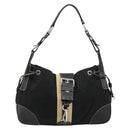 PRADA Shoulder Bag Nylon Leather Black Silver Auth am11803V-13