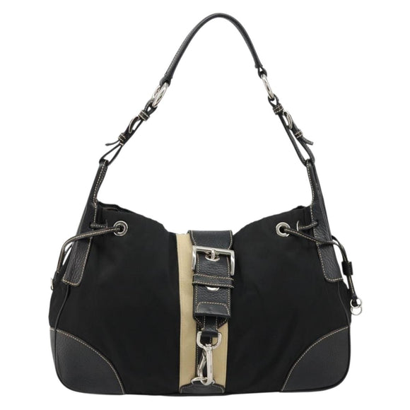 PRADA Shoulder Bag Nylon Leather Black Silver Auth am11803V