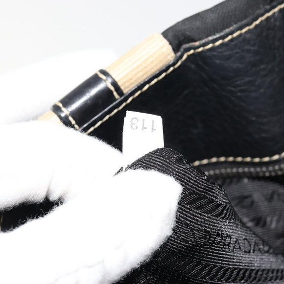 PRADA Shoulder Bag Nylon Leather Black Silver Auth am11803V