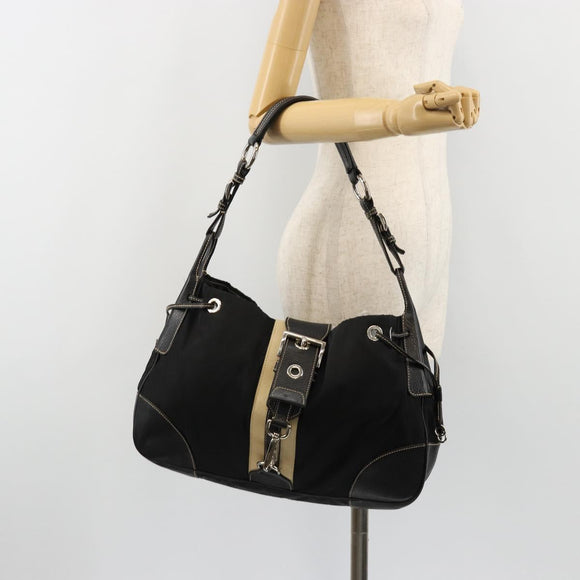 PRADA Shoulder Bag Nylon Leather Black Silver Auth am11803V