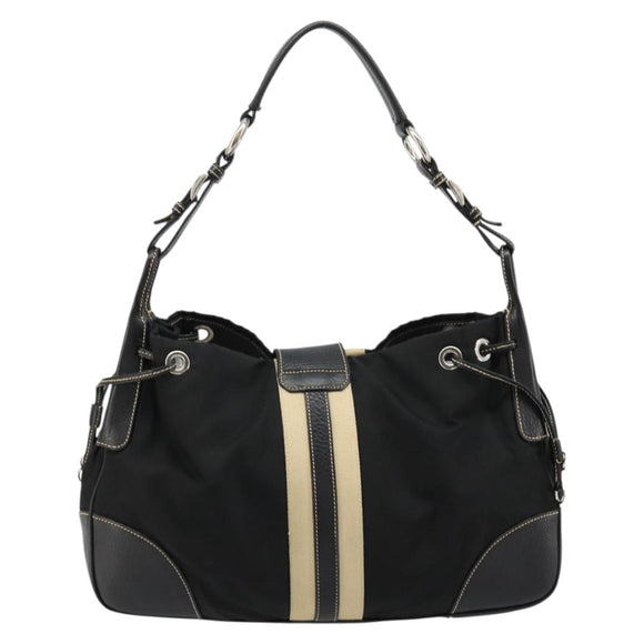 PRADA Shoulder Bag Nylon Leather Black Silver Auth am11803V